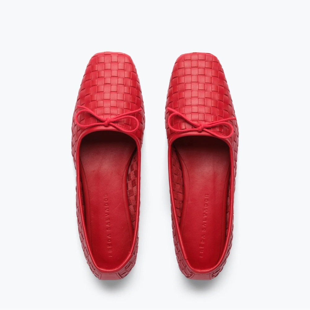 Freda Salvador JADA SQUARE TOE BALLET WOVEN FLAT (Crimson Red)